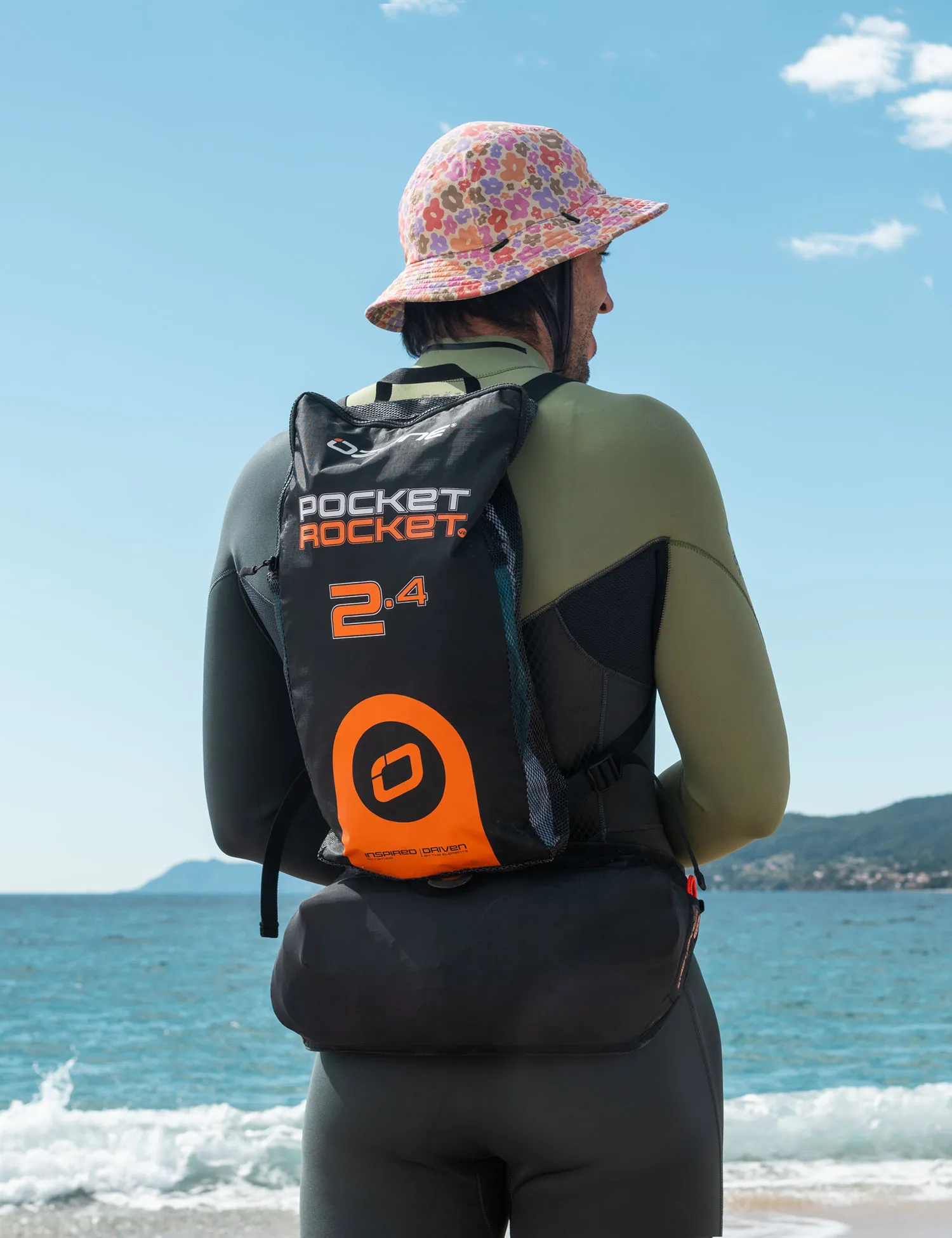Sac à dos de la Pocket Rocket V2 porté sur la plage